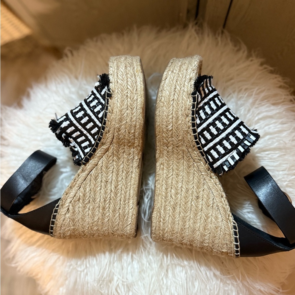 Marc Fisher Black White Wedge platform Sandals - Picture 7 of 7